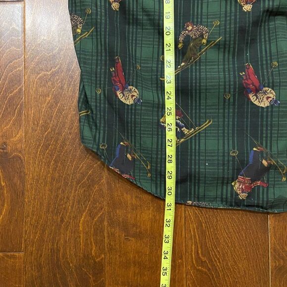 Tommy Hilfiger Vintage Y2K AOP Ski Hunter Green Button Front Shirt Men's XL - Picture 9 of 9